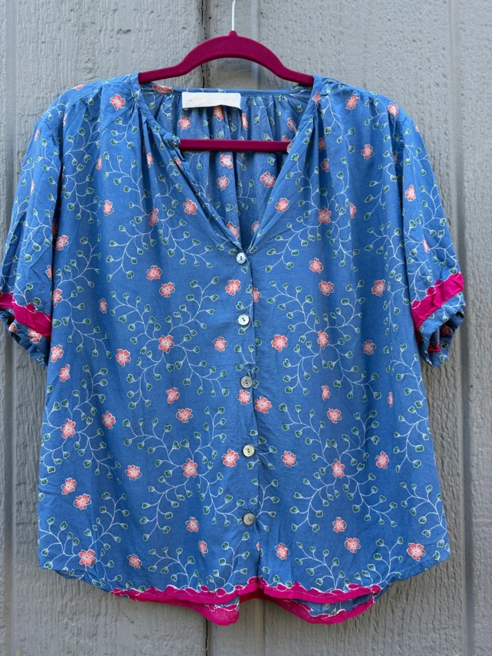 Natalie Martin Blue Floral Button-Front Women's Top Size: S - Picture 4 of 12